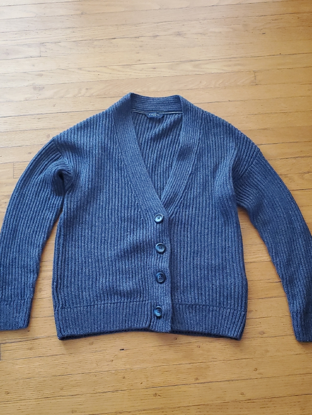 Denver Hayes Blue Ribbed Button-Up Cardigan